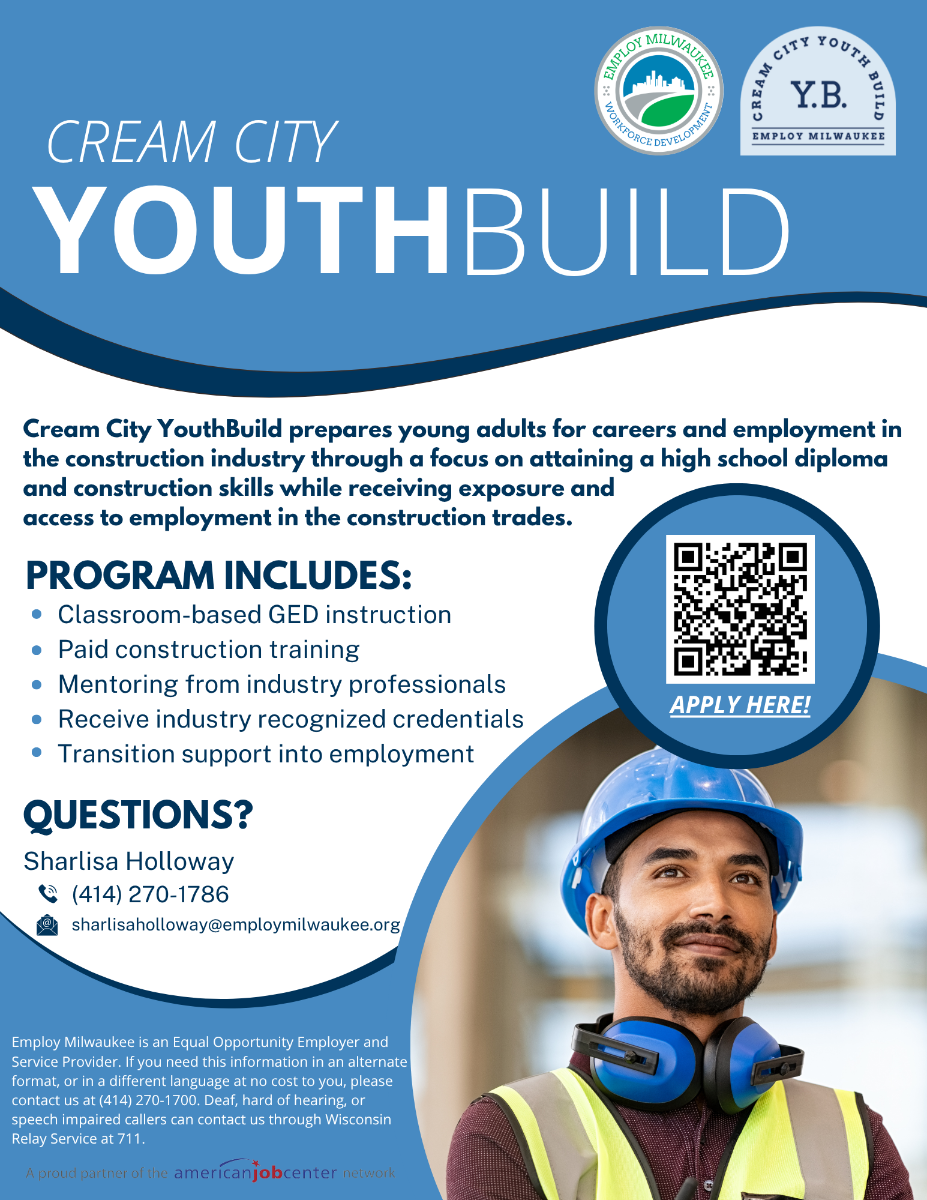CreamCity YouthBuild construction training flyer